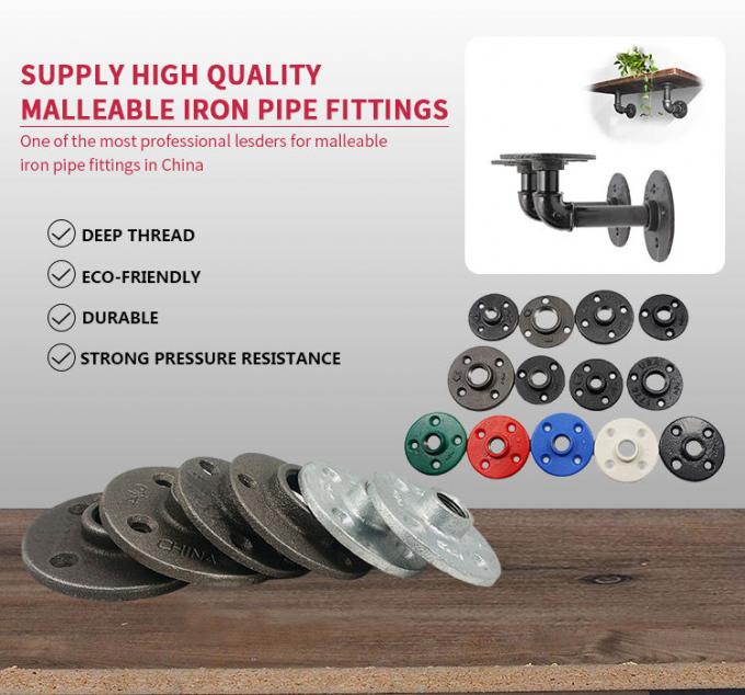 DELLOK 1/2 » 3/4" bride normale de plancher de trous filetée par femelle du montage de tuyau de fonte malléable de Bsp 4 2