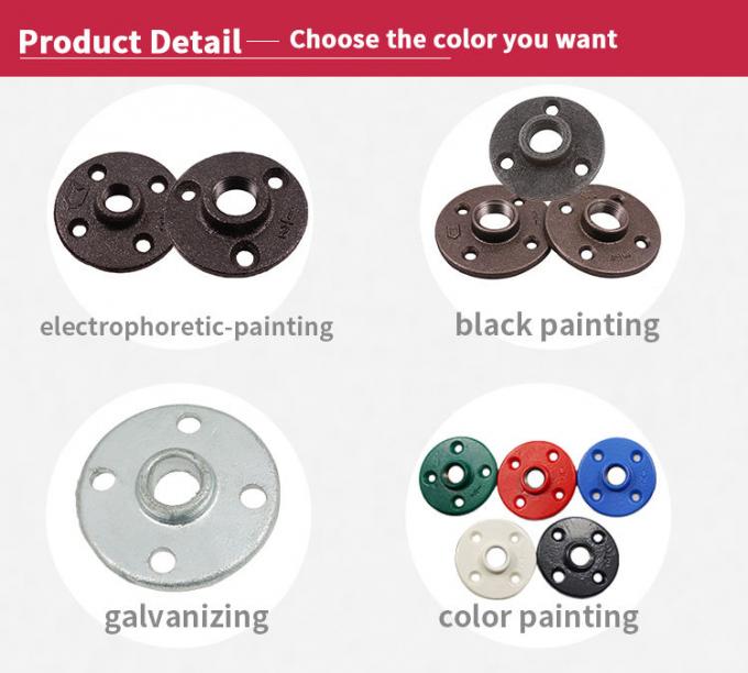 DELLOK 1/2 » 3/4" bride normale de plancher de trous filetée par femelle du montage de tuyau de fonte malléable de Bsp 4 0